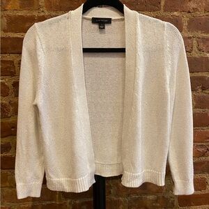 Ann Taylor Open-Front white with sparkle Cardigan